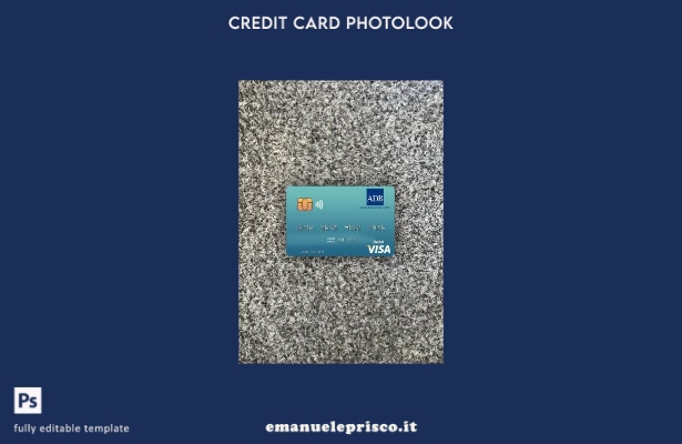 modello frontale photolook per carta di debito Visa ADB Bank stile verificato de